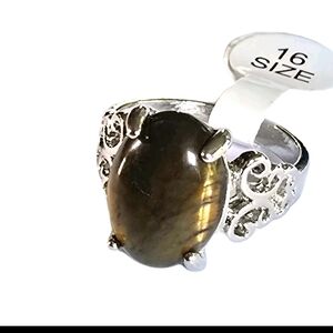 TIGEREYE POLISHED CABECHON NEW SIZE 6 QUALITY FOREVER SILVER FASHIONISTA  RING
